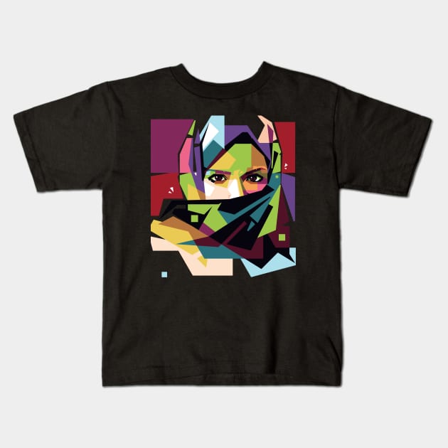 Hijab Woman WPAP Kids T-Shirt by JakeRhodes